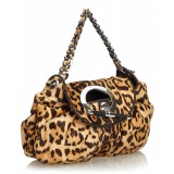 Dior Vintage - Leopard Print Pony Hair Shoulder Bag - Brown Beige - Leather Handbag - Luxury High Quality