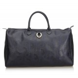 Dior Vintage - Big Oblique Duffle Bag - Black - Leather Handbag - Luxury High Quality