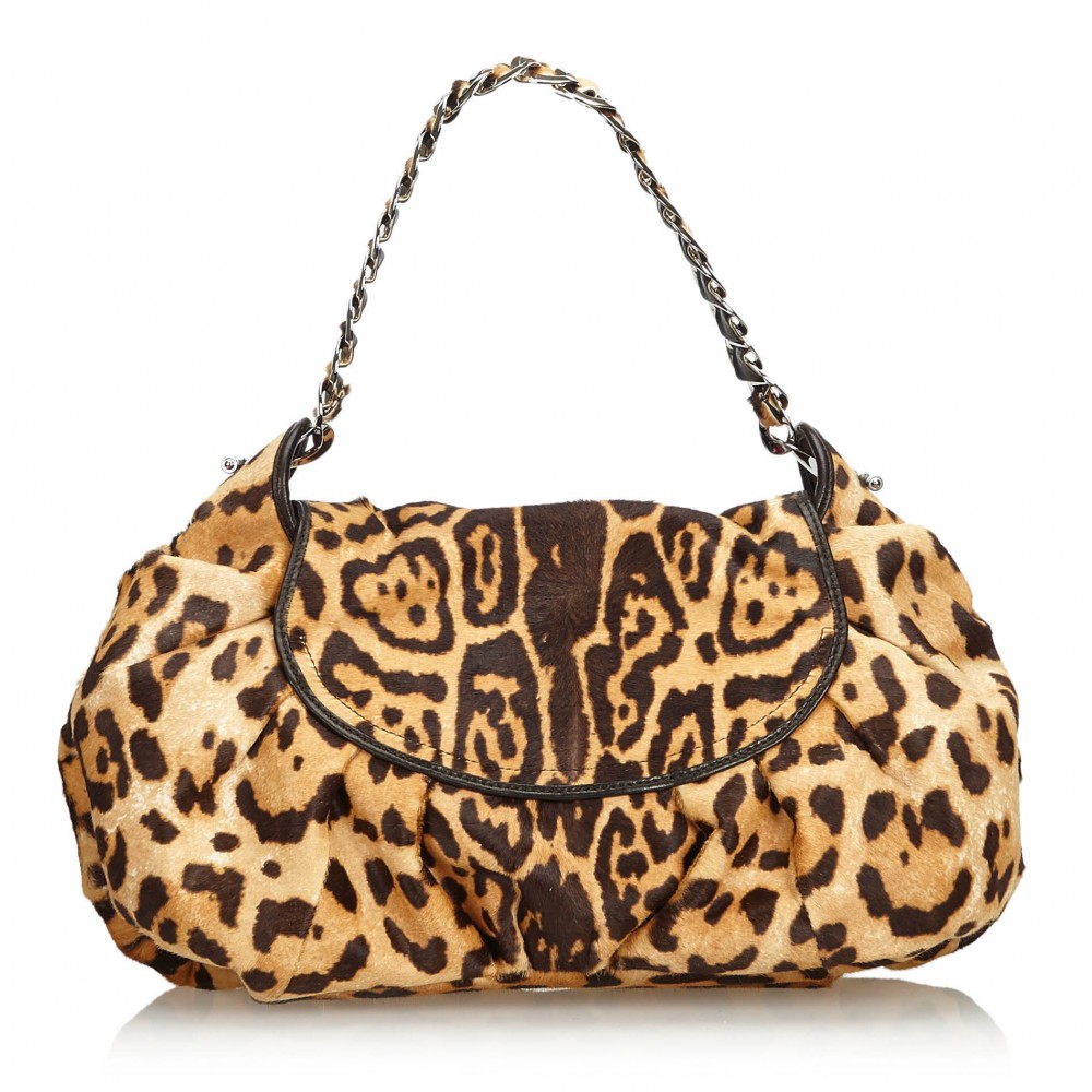Dior Vintage - Leopard Print Pony Hair Shoulder Bag - Brown Beige - Leather  Handbag - Luxury High Quality - Avvenice