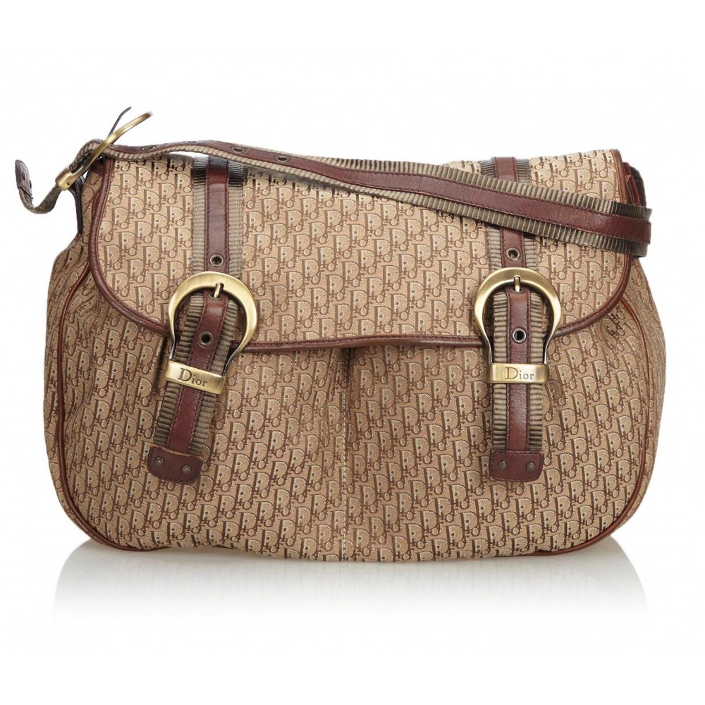 Dior Vintage - Oblique Shoulder Bag - Brown Beige - Leather Handbag ...