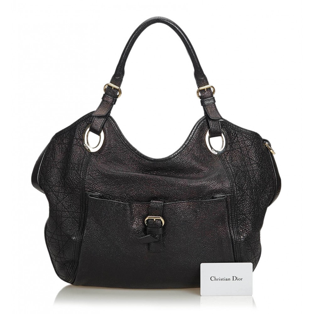 Dior Vintage - Leather Hobo Bag - Black - Leather Handbag - Luxury High ...