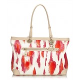 Dior Vintage - Printed Canvas Shoulder Bag - Pink White Ivory - Leather and Canvas Handbag - Luxury High Quality