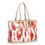 Dior Vintage - Printed Canvas Shoulder Bag - Pink White Ivory - Leather and Canvas Handbag - Luxury High Quality