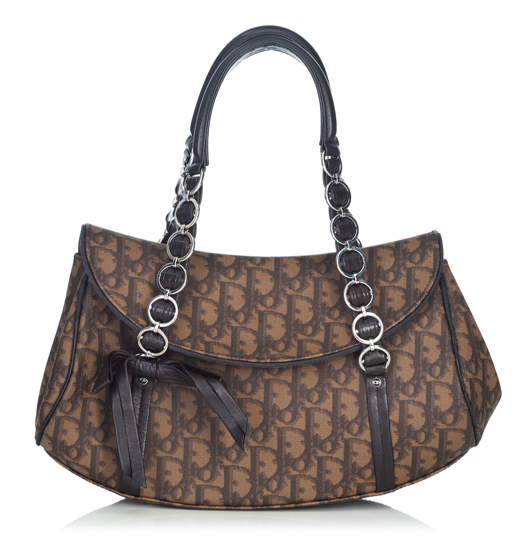 Dior Vintage  Oblique Floral Jacquard Handbag Bag  Black  Leather and  Canvas Handbag  Luxury High Quality  Avvenice