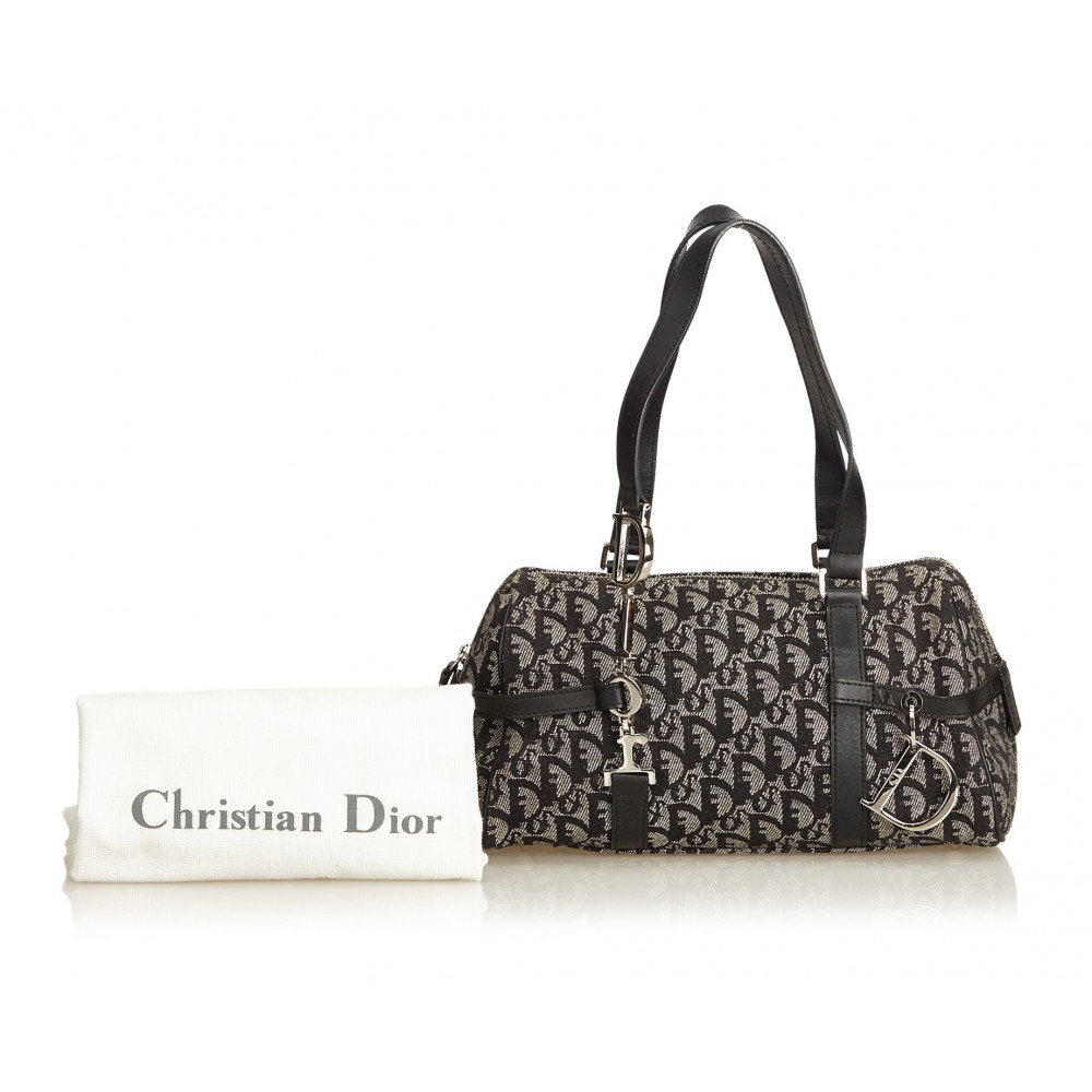 Dior Vintage - Oblique Canvas Handbag Bag - Black - Leather and