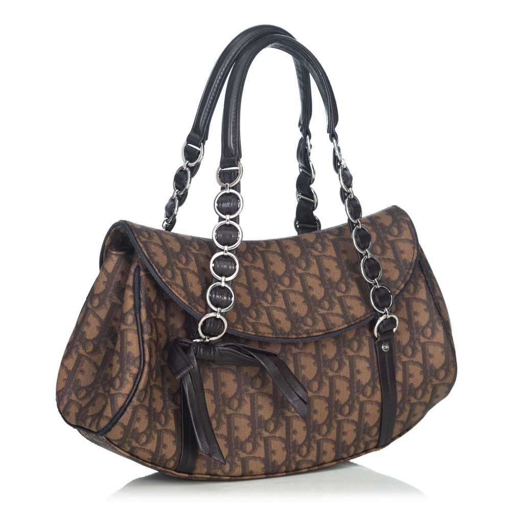 Dior Vintage - Oblique Romantique Shoulder Bag - Brown - Leather ...
