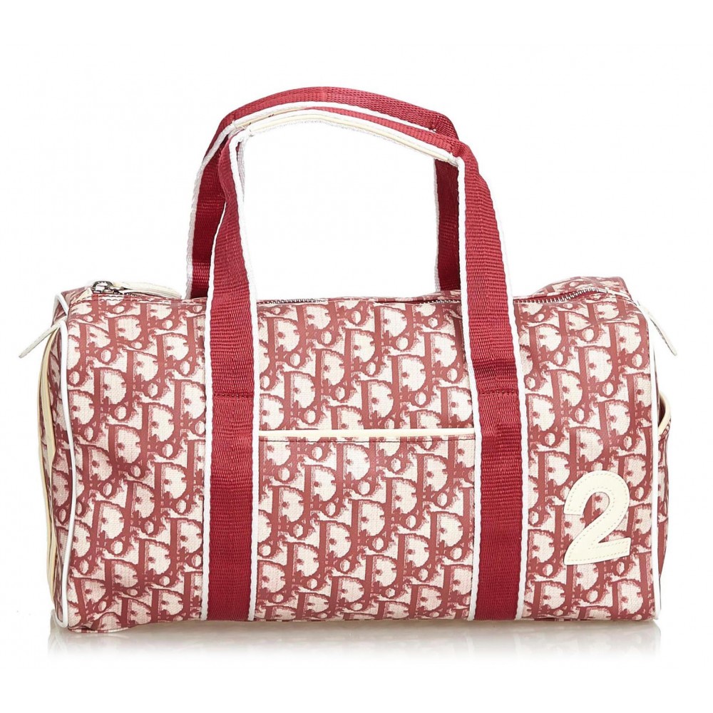 Dior Vintage - Oblique Trotter Boston Bag - Red White - Leather