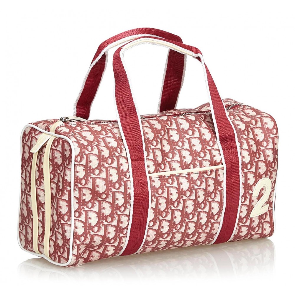 Dior Vintage - Oblique Trotter Boston Bag - Red White - Leather