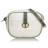 Dior Vintage - Honeycomb Coated Canvas Crossbody Bag - White Ivory Grey - Leather and Canvas Handbag - Luxury High Quality