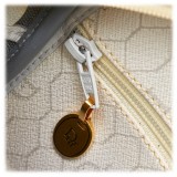Dior Vintage - Honeycomb Coated Canvas Crossbody Bag - Bianco Avorio Grigio - Borsa in Pelle e Tessuto - Alta Qualità Luxury