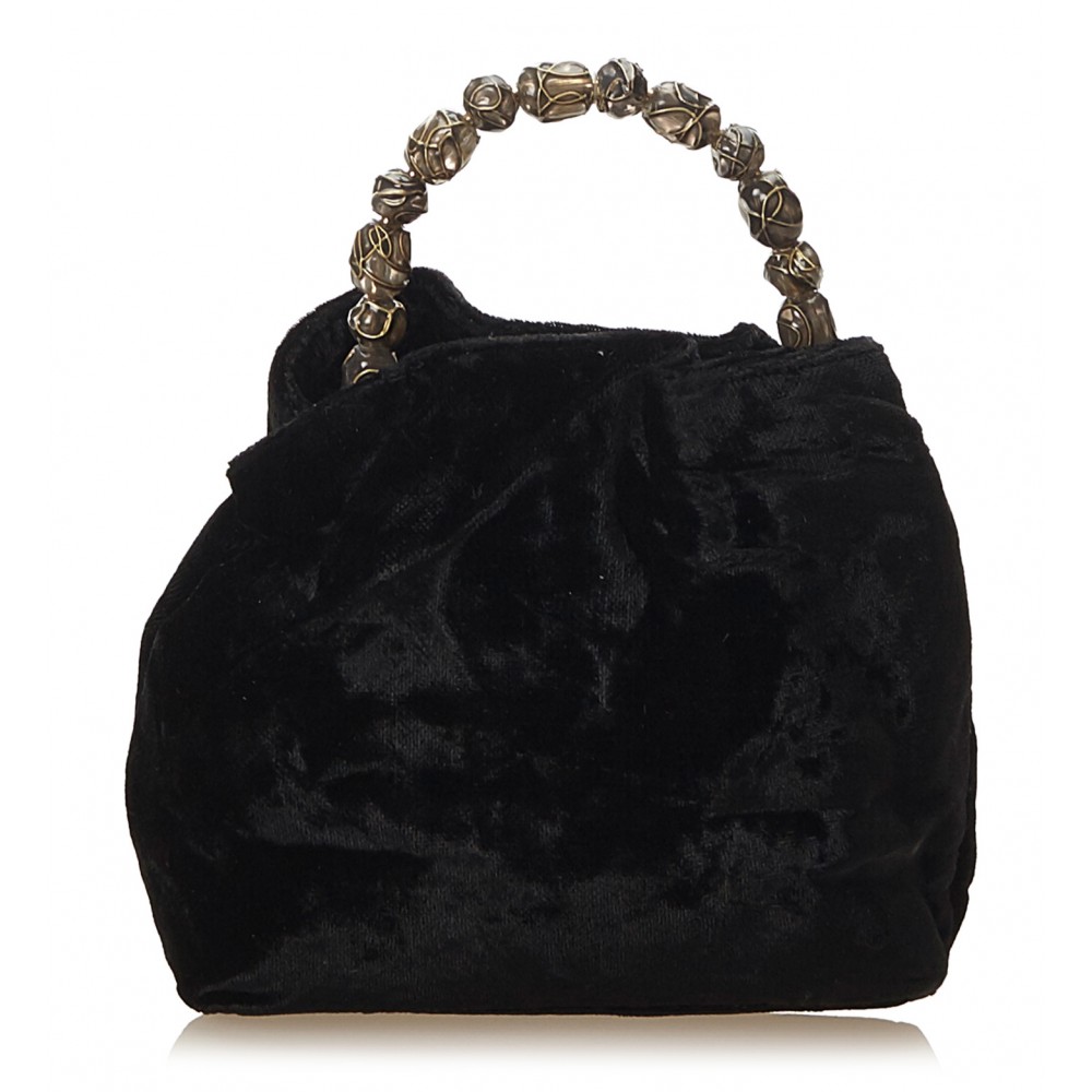 Dior Vintage - Velour Malice Handbag Bag - Black - Velour and Leather ...