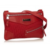 Dior Vintage - Oblique Jacquard Shoulder Bag - Red - Leather and Canvas Handbag - Luxury High Quality