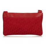 Dior Vintage - Oblique Jacquard Shoulder Bag - Rosso - Borsa in Pelle e Tessuto - Alta Qualità Luxury