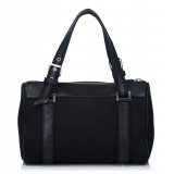 Dior Vintage - Oblique Jacquard Boston Bag - Black - Leather and Canvas Handbag - Luxury High Quality