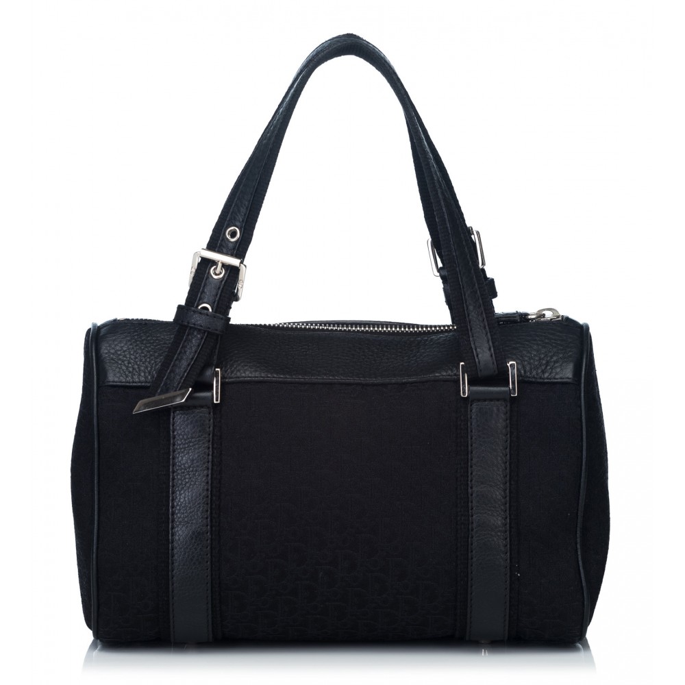 Dior Vintage - Oblique Canvas Boston Bag - Black Grey - Leather and Canvas  Handbag - Luxury High Quality - Avvenice