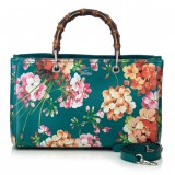 Gucci Vintage - Blooms Bamboo Shopper Bag - Green - Leather Handbag - Luxury High Quality