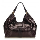 Gucci Vintage - Python Soft Stirrup Shoulder Bag - Marrone - Borsa in Pelle di Pitone - Alta Qualità Luxury