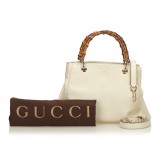 Gucci Vintage - Mini Bamboo Leather Shopper Bag - Bianco Avorio - Borsa in Pelle - Alta Qualità Luxury