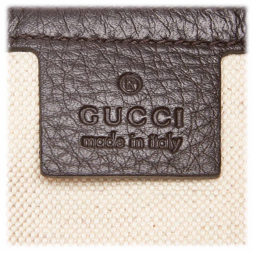 Authentic Gucci Calfskin Leather Logo Half-Moon Printed Hobo Bag