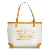 Gucci Vintage - Canvas Craft Tote Bag - Bianco - Borsa in Pelle - Alta Qualità Luxury