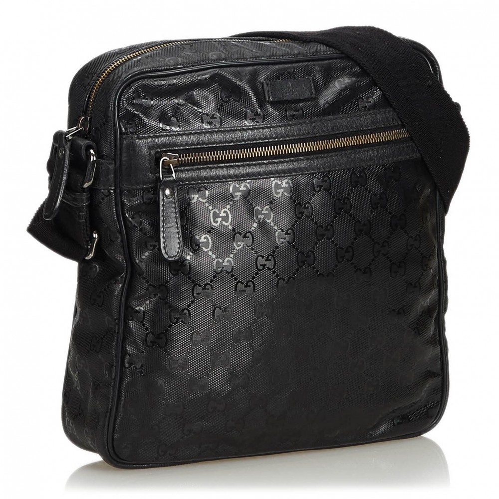 Gucci Vintage - GG Imprime Messenger Bag - Black - Leather Handbag ...