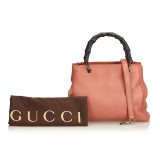Gucci Vintage - Mini Bamboo Leather Shopper Bag - Rosa - Borsa in Pelle - Alta Qualità Luxury