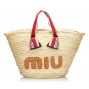 Miu Miu Vintage - Woven Strap Tote Bag - Brown Beige - Straw Handbag - Luxury High Quality