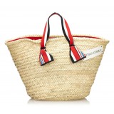 Miu Miu Vintage - Woven Strap Tote Bag - Brown Beige - Straw Handbag - Luxury High Quality