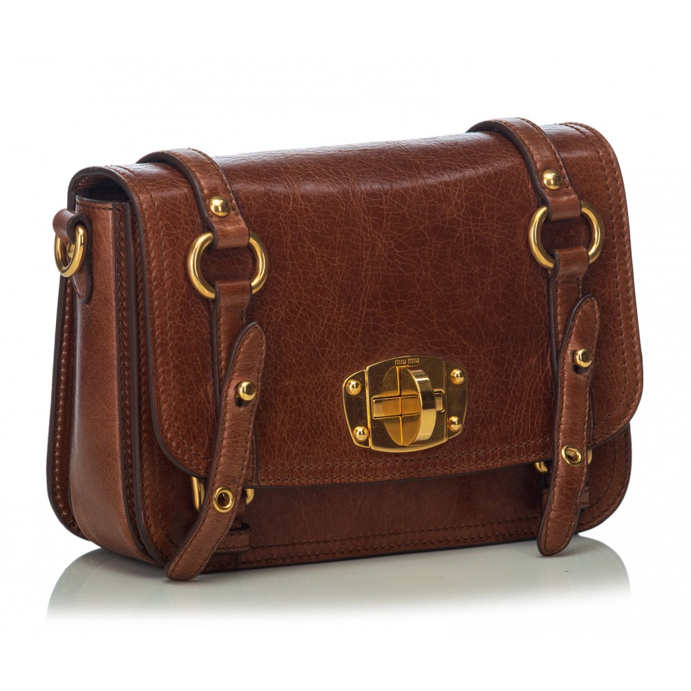 Miu Miu Vintage - Leather Crossbody Bag - Brown - Leather Handbag - Luxury High Quality - Avvenice
