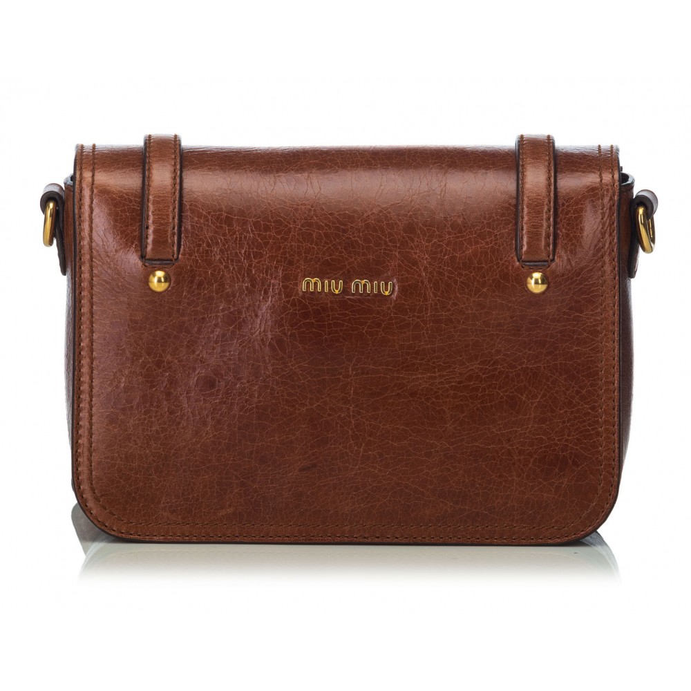Miu Miu Vintage - Leather Shoulder Bag - Brown Beige - Leather Handbag -  Luxury High Quality - Avvenice