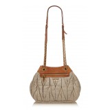 Miu Miu Vintage - Gathered Hemp Shoulder Bag - Marrone Beige - Borsa in Pelle - Alta Qualità Luxury