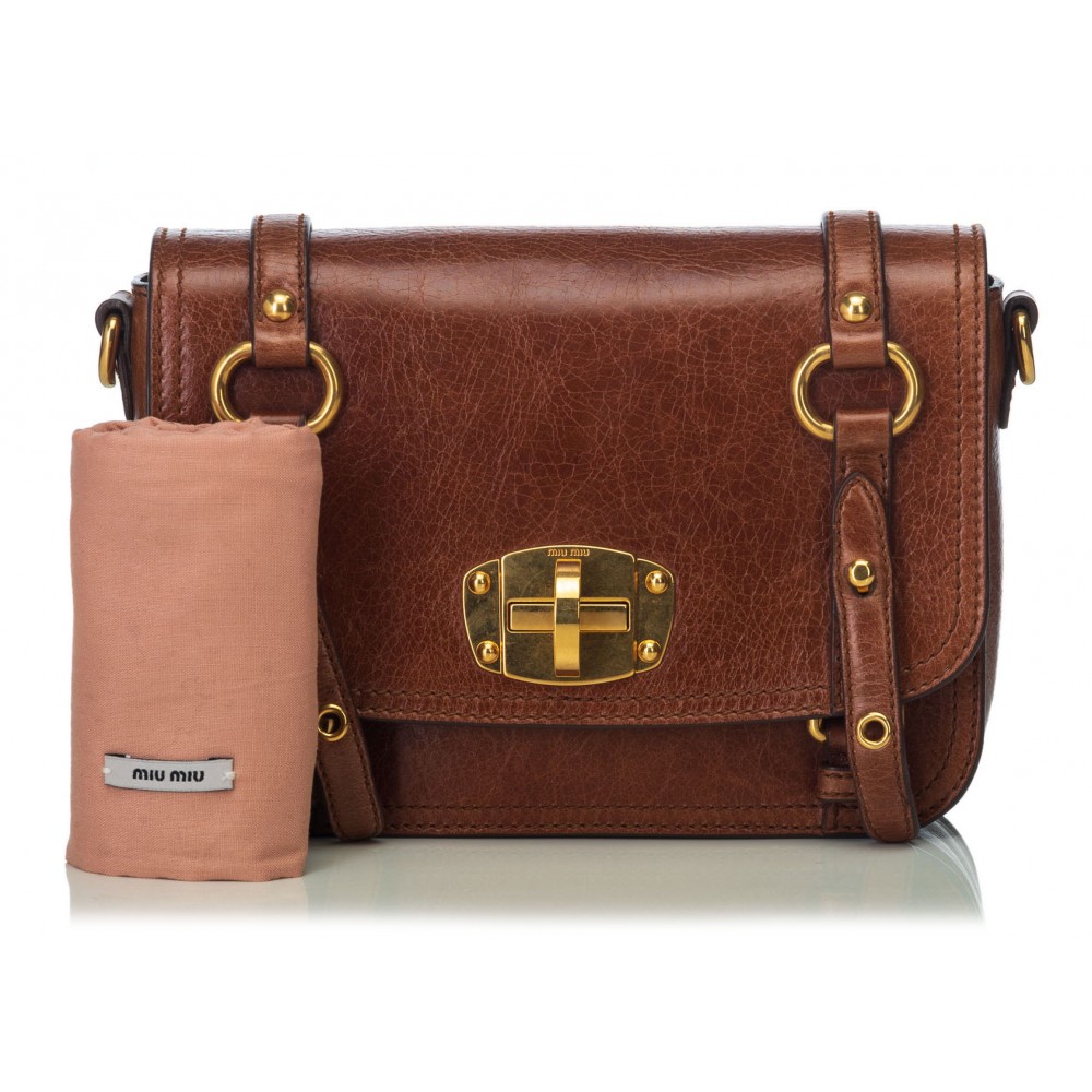 Miu Miu Vintage - Leather Crossbody Bag - Brown - Leather Handbag