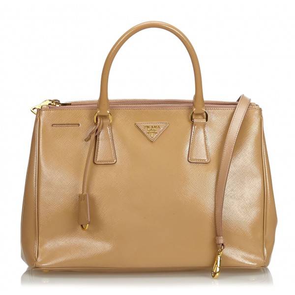 Prada Vintage - Leather Saffiano Galleria Handbag Bag - Brown Beige - Leather Handbag - Luxury High Quality