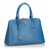 Prada Vintage - Saffiano Leather Lux Promenade Satchel Bag - Blue - Leather Handbag - Luxury High Quality