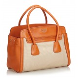 Prada Vintage - Canvas Satchel Bag - Brown Beige - Leather Handbag - Luxury High Quality