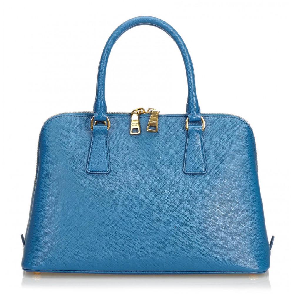 Prada Vintage - Saffiano Leather Lux Promenade Satchel Bag - Blue ...