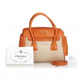 Prada Vintage - Canvas Satchel Bag - Brown Beige - Leather Handbag - Luxury High Quality