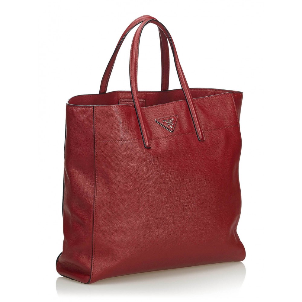 Red Italian Saffiano Leather Shoulder Bag