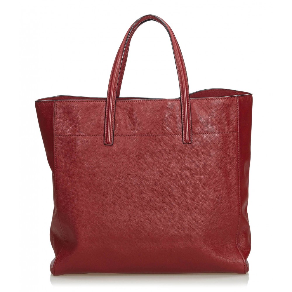 Prada Vintage - Saffiano Leather Soft Tote Bag - Red - Leather Handbag ...
