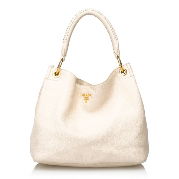 Prada Vintage - Vitello Daino Leather Hobo Bag - White Ivory - Leather  Handbag - Luxury High Quality - Avvenice