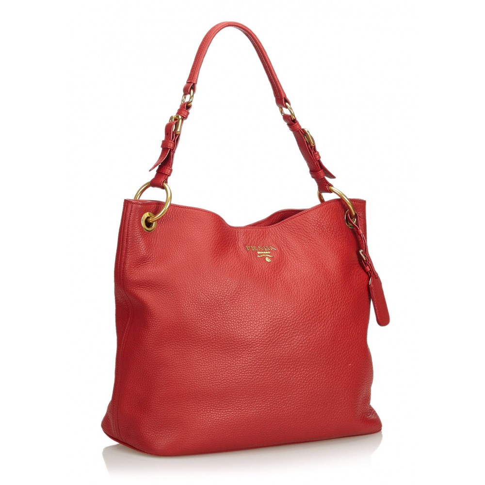 Prada Vintage - Leather Tote Bag - Red - Leather Handbag - Luxury High ...