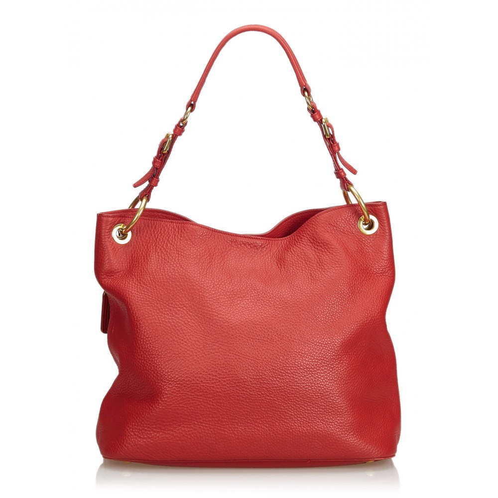 Prada Vintage - Leather Tote Bag - Red - Leather Handbag - Luxury High ...