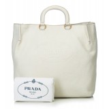 Prada Vintage - Vitello Daino Leather Satchel Bag - White Ivory - Leather Handbag - Luxury High Quality