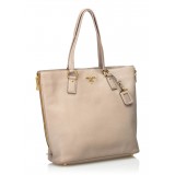 Prada Vintage - Vitello Daino Leather Tote Bag - Brown Beige - Leather Handbag - Luxury High Quality