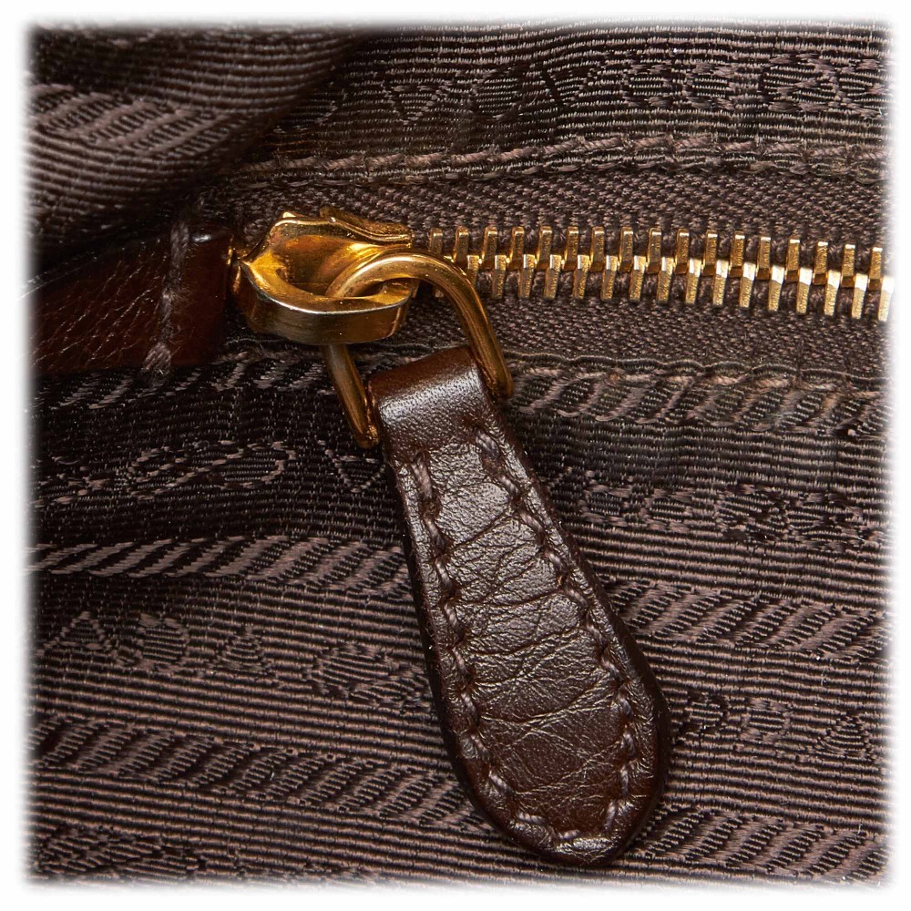 NEW Vintage Brown Prada Tessuto Drawstring Mini Bag