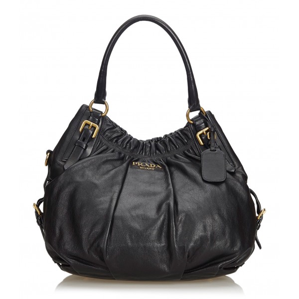 Prada Vintage - Leather Hobo Bag - Black - Leather Handbag - Luxury High Quality