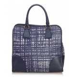 Prada Vintage - Wool Satchel Bag - Blu - Borsa in Pelle - Alta Qualità Luxury