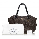 Prada Vintage - Gathered Nappa Leather Chain Tote Bag - Marrone - Borsa in Pelle - Alta Qualità Luxury