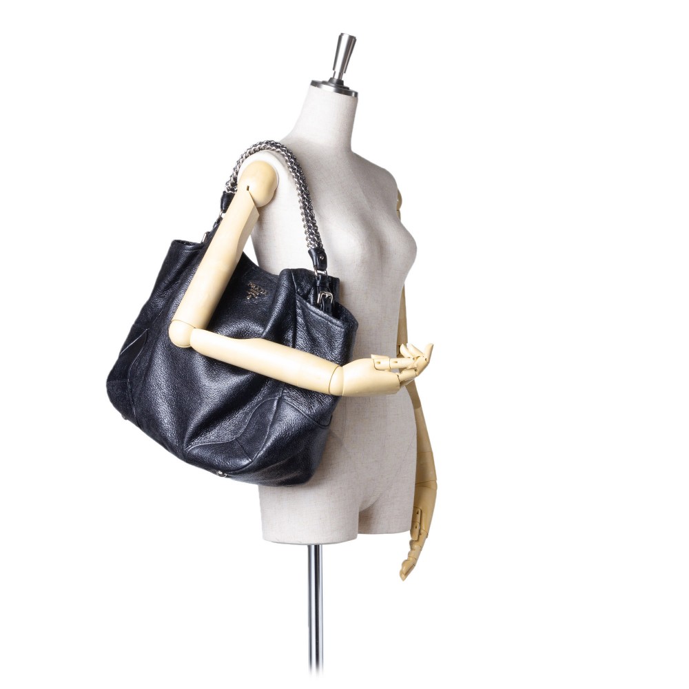 Prada Cervo Lux Leather Nudo Nude Tote Padlock Shopper Zip Top Bowler  Handbag