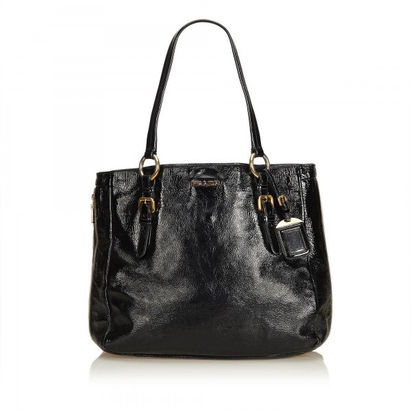 Prada Vintage - Leather Tote Bag - Nero - Borsa in Pelle - Alta Qualità Luxury